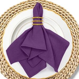 12 pcs - Purple Eggplant Napkins 20” x 20” Cotton and Satin Napkins